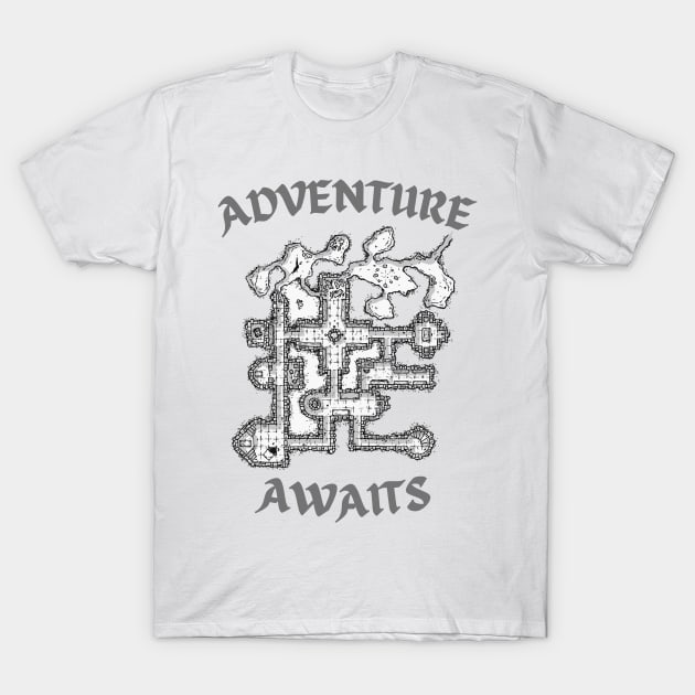 Adventure Awaits! Dungeons & Dragons DnD Print T-Shirt by DungeonDesigns